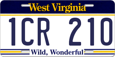 WV license plate 1CR210