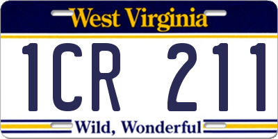 WV license plate 1CR211