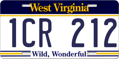 WV license plate 1CR212