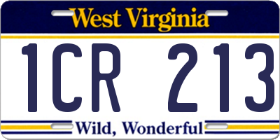 WV license plate 1CR213
