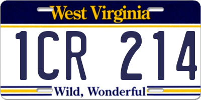 WV license plate 1CR214