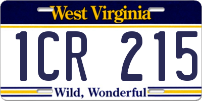 WV license plate 1CR215