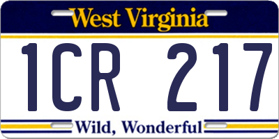 WV license plate 1CR217