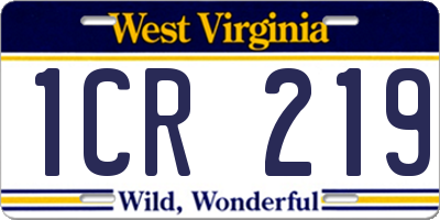 WV license plate 1CR219