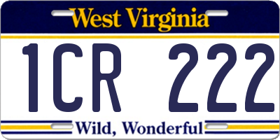 WV license plate 1CR222