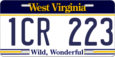 WV license plate 1CR223
