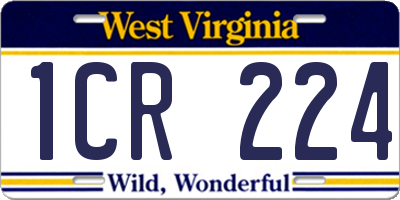WV license plate 1CR224