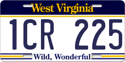 WV license plate 1CR225
