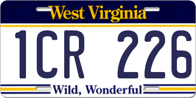 WV license plate 1CR226