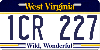 WV license plate 1CR227
