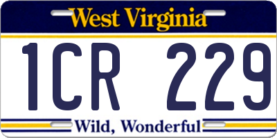 WV license plate 1CR229