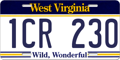 WV license plate 1CR230