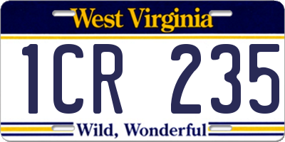 WV license plate 1CR235