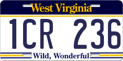 WV license plate 1CR236