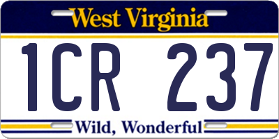 WV license plate 1CR237