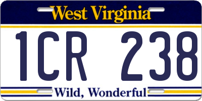 WV license plate 1CR238