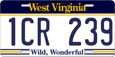 WV license plate 1CR239