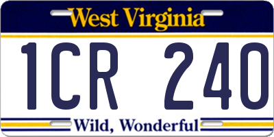 WV license plate 1CR240