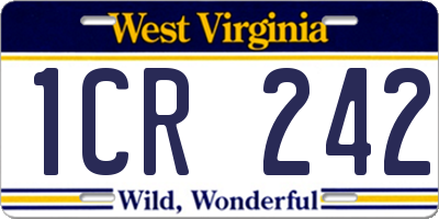 WV license plate 1CR242