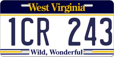 WV license plate 1CR243