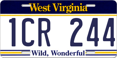 WV license plate 1CR244
