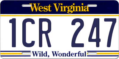 WV license plate 1CR247