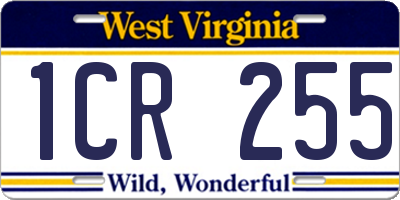 WV license plate 1CR255