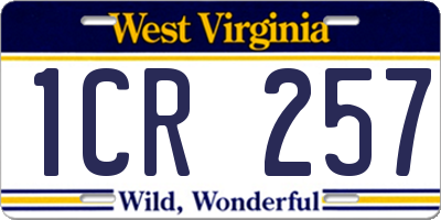 WV license plate 1CR257