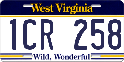 WV license plate 1CR258