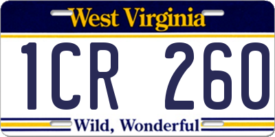 WV license plate 1CR260