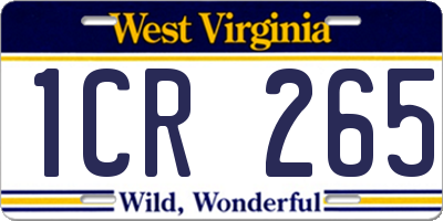 WV license plate 1CR265