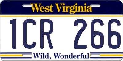 WV license plate 1CR266