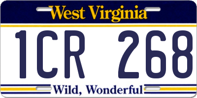 WV license plate 1CR268