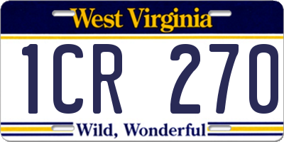 WV license plate 1CR270