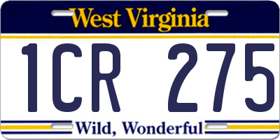 WV license plate 1CR275