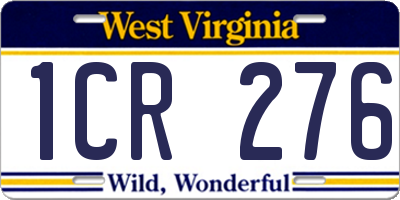 WV license plate 1CR276