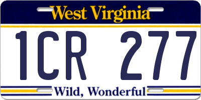 WV license plate 1CR277