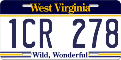 WV license plate 1CR278