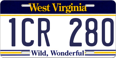 WV license plate 1CR280