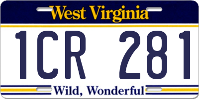 WV license plate 1CR281