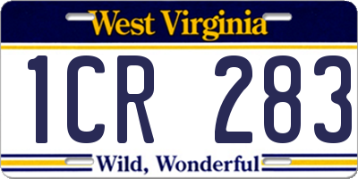 WV license plate 1CR283