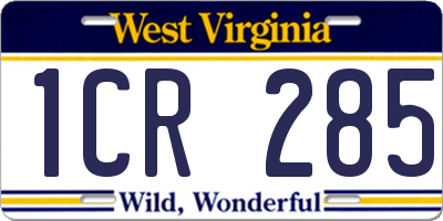 WV license plate 1CR285