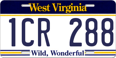 WV license plate 1CR288