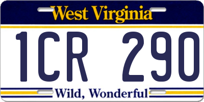 WV license plate 1CR290