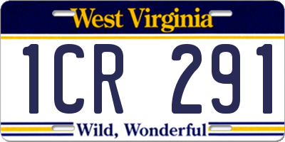 WV license plate 1CR291