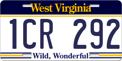 WV license plate 1CR292