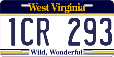 WV license plate 1CR293