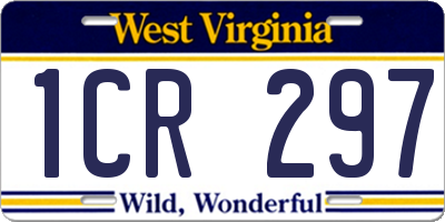 WV license plate 1CR297
