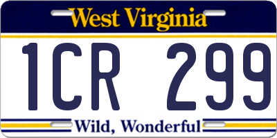 WV license plate 1CR299