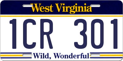 WV license plate 1CR301